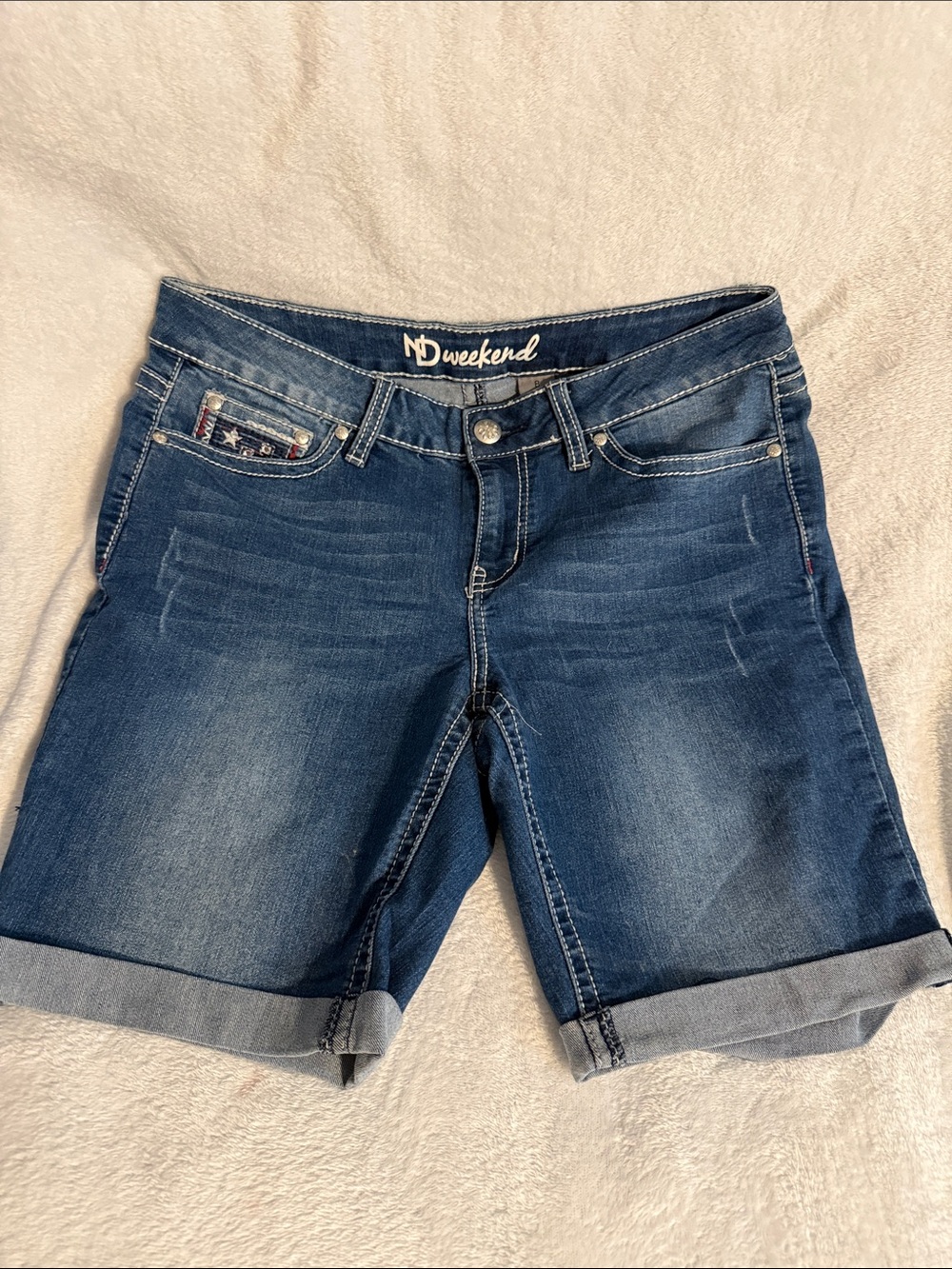ND Weekend Women's Dark Blue Rolled Hem Denim Shorts